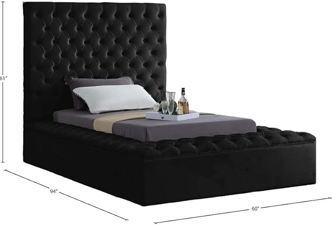 Meridian Furniture Bliss Collection Modern | Contemporary Velvet Upholstered Bed - Image 8