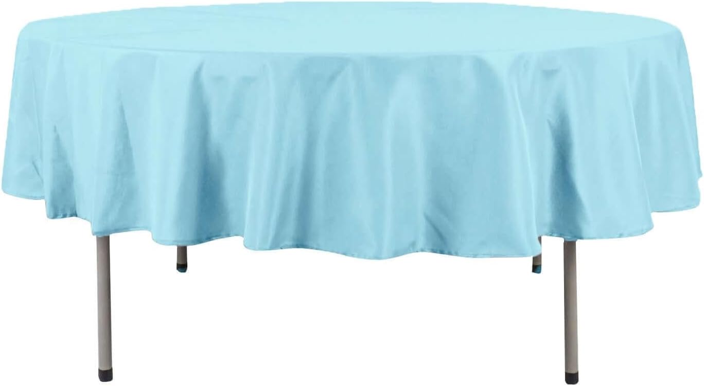 Efavormart Round Tablecloth, 90 Inch Stain & Wrinkle Resistant Washable Table Cloth, Decorative Polyester Fabric Table Cover for Banquet, Wedding, Dining- Light Blue