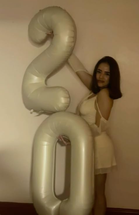 Cream White 40 Inch 0 Number Balloons, 0 Decorations for 10 20 30 40 50 60 70 80 90 100Birthday, Foil Giant Birthday Graduations Anniversary Party Balloons