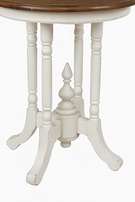 Sunset Trading Shabby Chic Cottage Table, Small Ornate, Antique white - Image 5