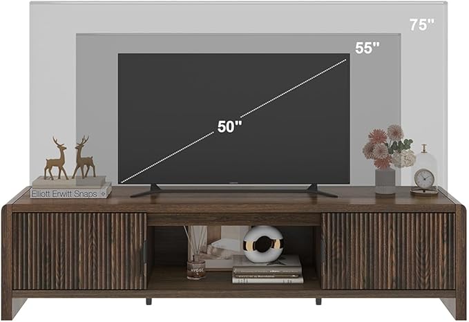 FATORRI TV Stand for 75/65/55 Inch TVs, Mid Century Modern Entertainment Center - Image 9