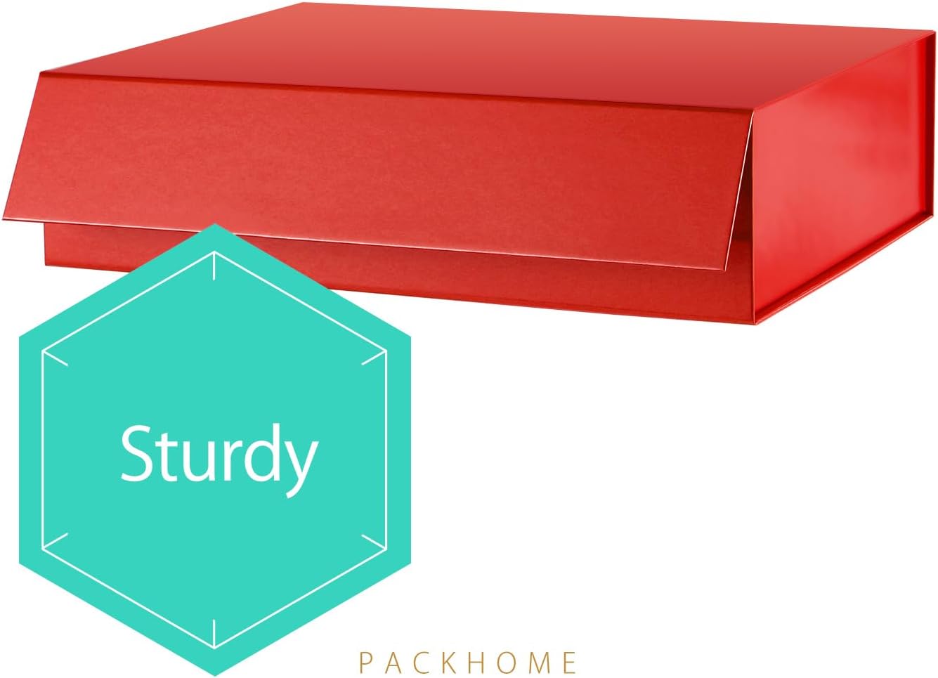 PACKHOME 6 Gift Boxes 11.5x8x2.5 Inches, Sturdy Shirt Boxes with Magnetic Lids for Multiple Occasions (Glossy Red)