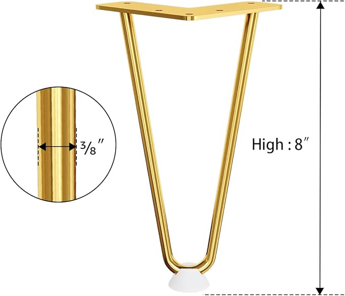 SMARTSTANDARD 8 Inch Hairpin Furniture Legs, 3/8'' Rods Metal Home DIY Projects - Image 7