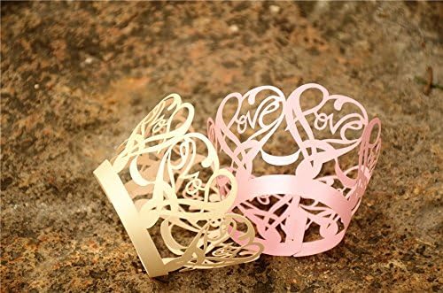 Joinwin Newly Design 48pcs Pink Laser Cut Cupcake Wrappers Wraps Wedding Supplies Accessories Laser Cut Cupcake Wrappers Christmas