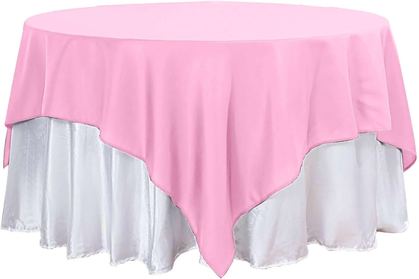 Efavormart 90" Square Polyester Table Overlay for Wedding Kitchen Dining Events - Pink
