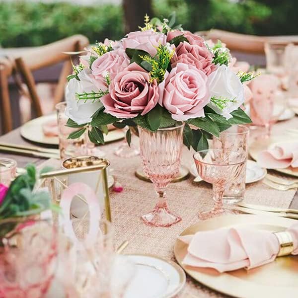 BLOSMON Dusty Rose Flowers Decoration: 2 Pcs Pink Artificial Flowers Balls for Wedding Dinning Table Centerpieces - Fake Silk Kissing Floral Arrangement for Home Party Event