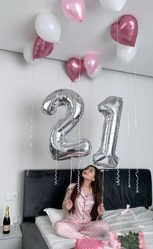 Silver 40 Inch Large Number 5 Birthday Balloon, Five 5th 15 25 35 50 55 Birthday Celebration Decorations, Foil 5 Mylar Helium Number 5 Balloons Girl Boy Anniversary Party Supplies