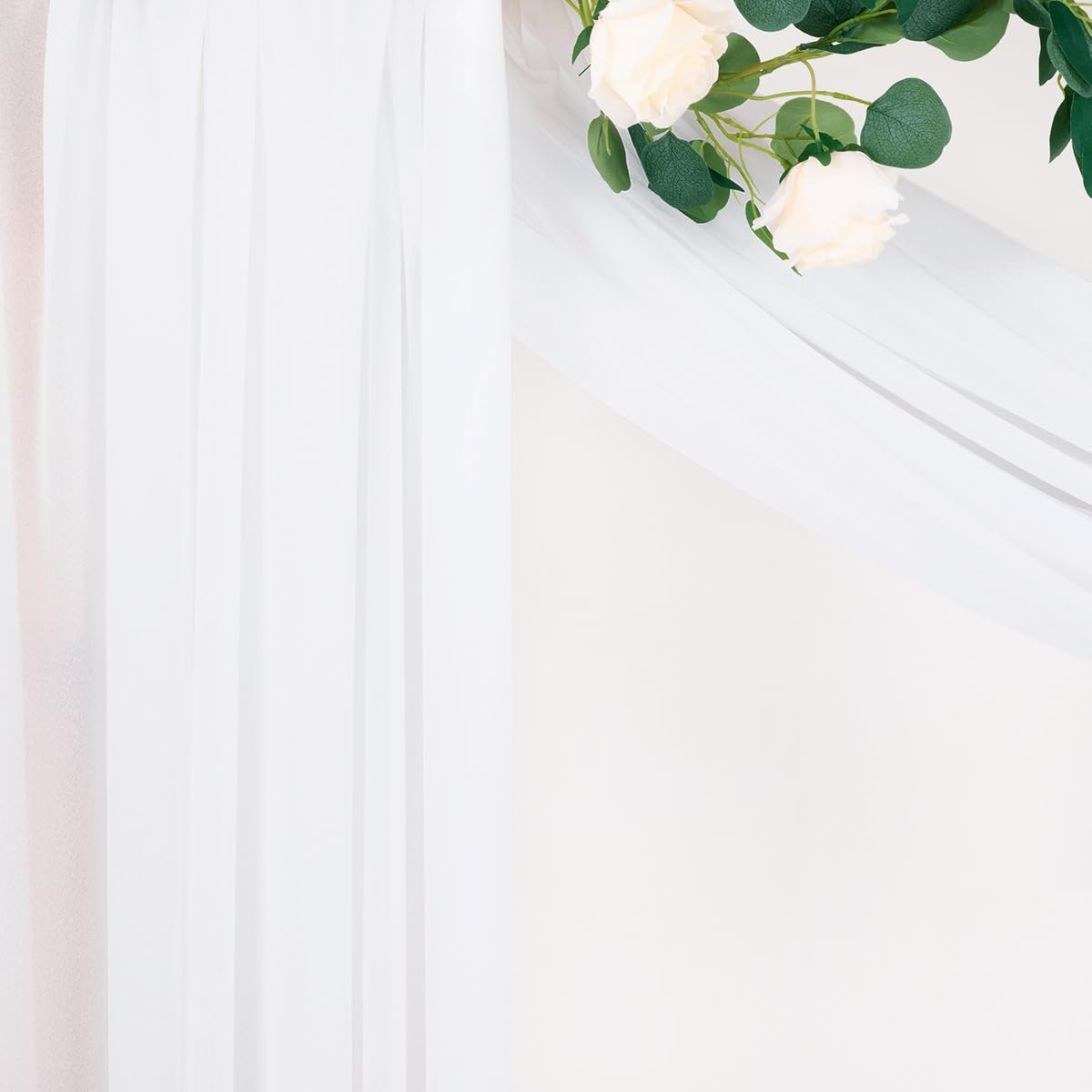 MLMC White Wedding Arch Draping Fabric 2 Panels 29" x 20 FT Extra Long Gauze Drapes Sheer Backdrop Curtains 6.6 Yards Outdoor Drapery Panels for Wedding Church Ceremony Ceiling Decoration
