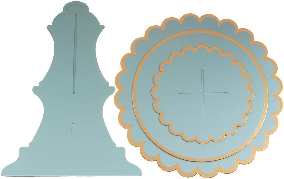3-Tier Cupcake Stand, Light Blue, 12"W x 12.8"H, Cardboard
