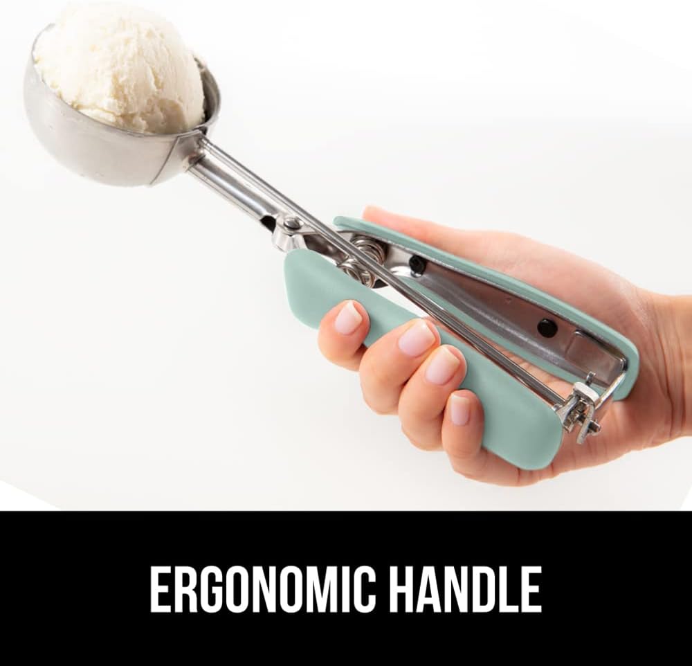 GORILLA GRIP Stainless Steel Cookie Scoop for Baking, 1 TBSP, Multipurpose Melon Baller, Meatball Spring Scoops, Perfect Portion Sizes, Easy Food Release, Scooper Size 60, BPA-Free Kitchen Tool, Mint