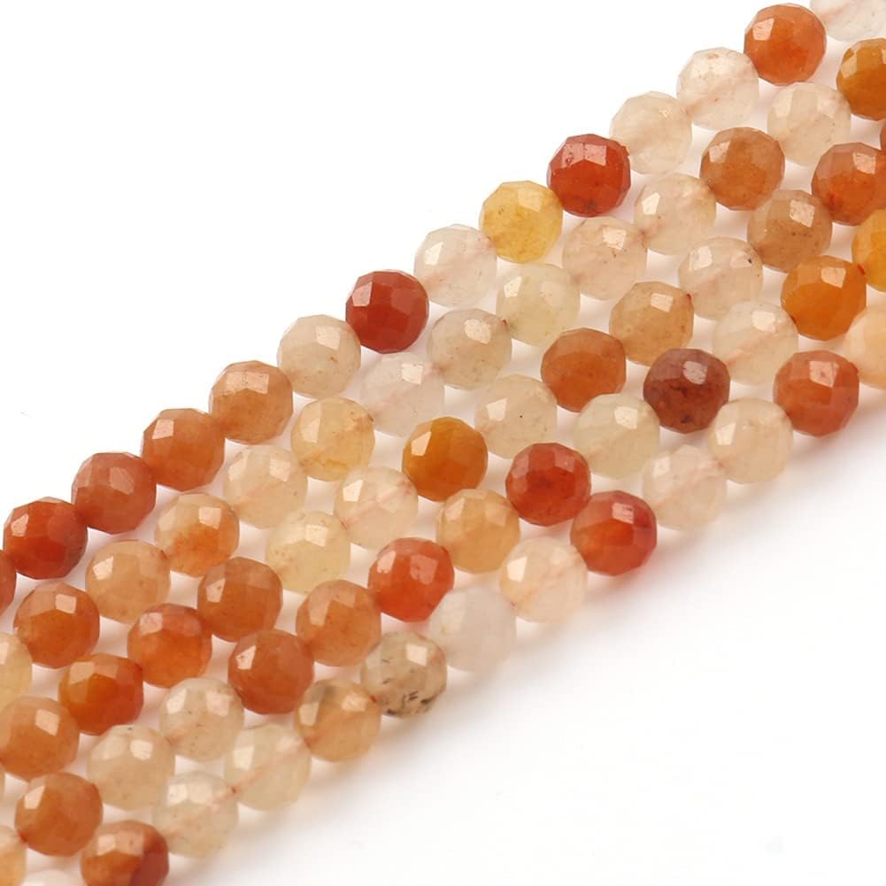 Song Xi 180pcs 2mm Natural Red Aventurine Gemstone Beads Faceted Round Loose Stone Beads for Jewelry Making