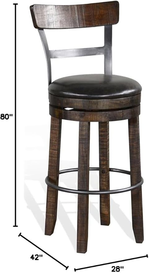 Pemberly Row Set of 3 Wood Bar Unit and 2 Swivel Barstool - Image 10
