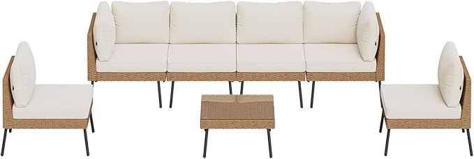 Aoxun Patio Furniture Set, 7 Piece Outdoor Sectional Sofas - Image 9
