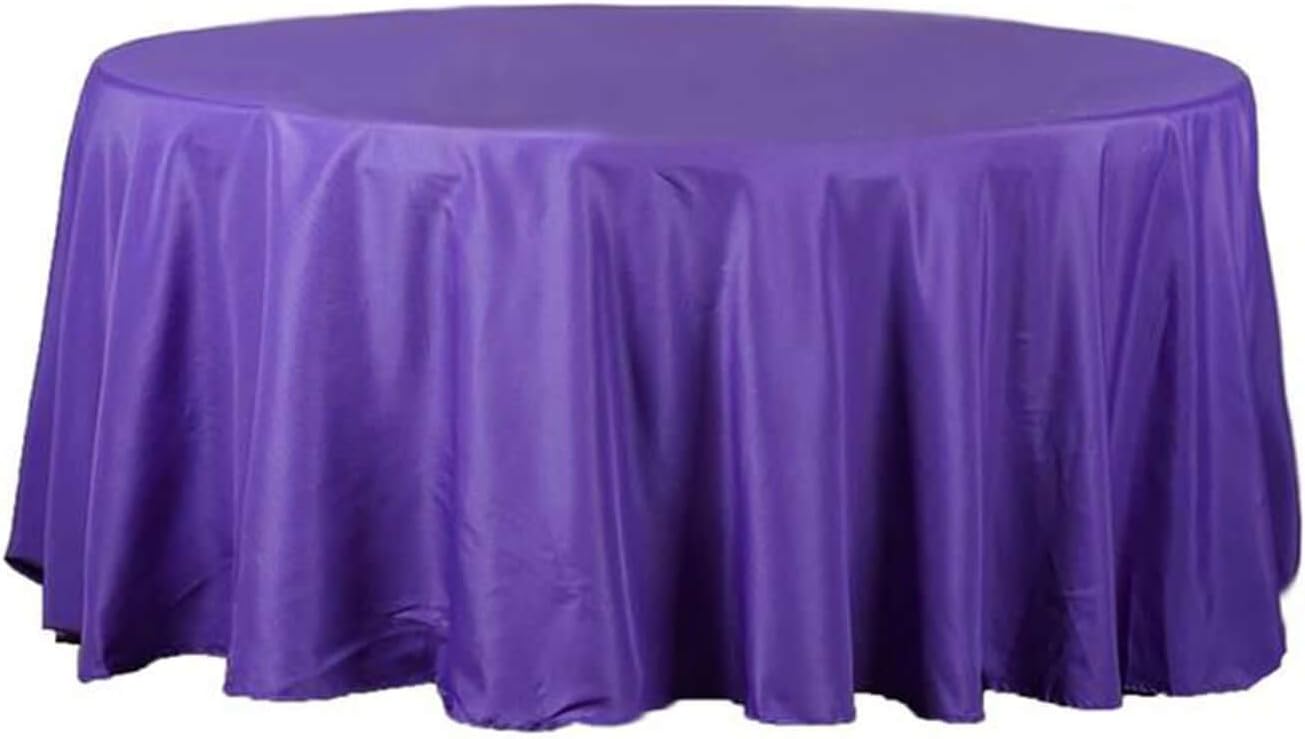 Efavormart Round Tablecloth, 120 Inch Stain & Wrinkle Resistant Washable Table Cloth, Decorative Polyester Fabric Table Cover for Banquet, Wedding, Dining - Purple