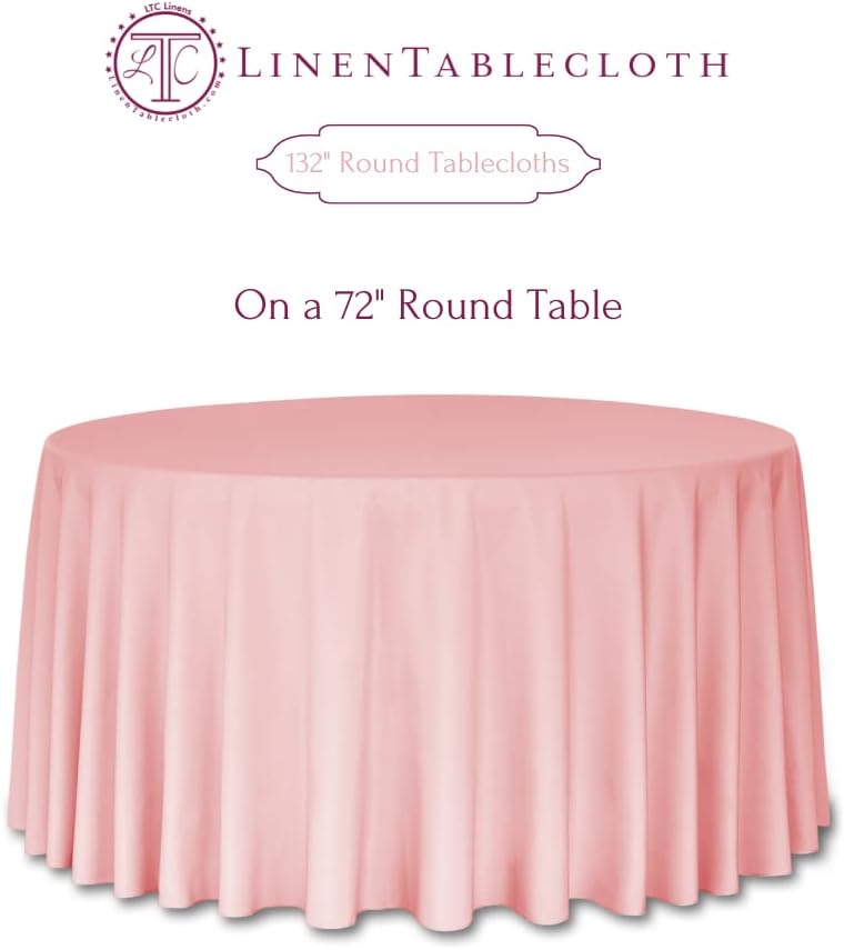 LTC LINENS Orange Round Tablecloth - 132 Inch Round Tablecloth, Large Party Table Cloth, Wrinkle Resistant, Washable Polyester Fabric Table Cover Linens for Wedding, Party, Banquet