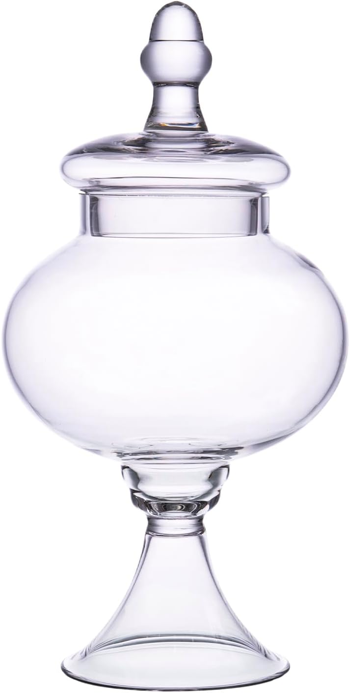 Glass Apothecary Jars with Lid, Clear Glass Candy Jar for Candy Buffet, Decorative Glass Jar for Party, Wedding and Home Decor, Classic Glass Candy Canister (Height: 12.6", Diameter: 6.5")