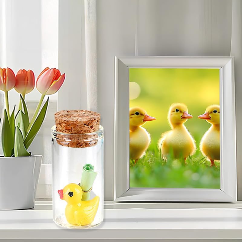 Tiny Duck Message in a Bottle with Wishing Paper – Romantic Gift for Husband, Wife, Boyfriend, Girlfriend – Perfect for Anniversary, Valentine, or Just Because