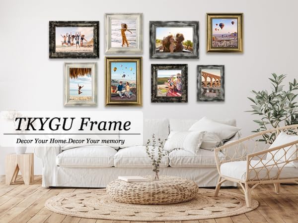4x6 Picture Frames Set of 4- Rustic Retro Photo Frame with Real Glass Wall Mount and Tabletop Display Family Friends Wedding Gift
