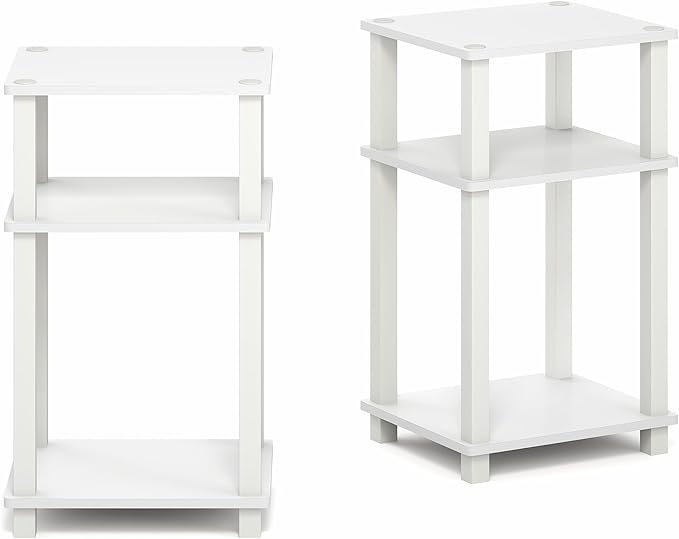 Furinno JUST Side Table Set of 2, 3-Tier Open Shelf Modern End Table, Toolless - Image 6