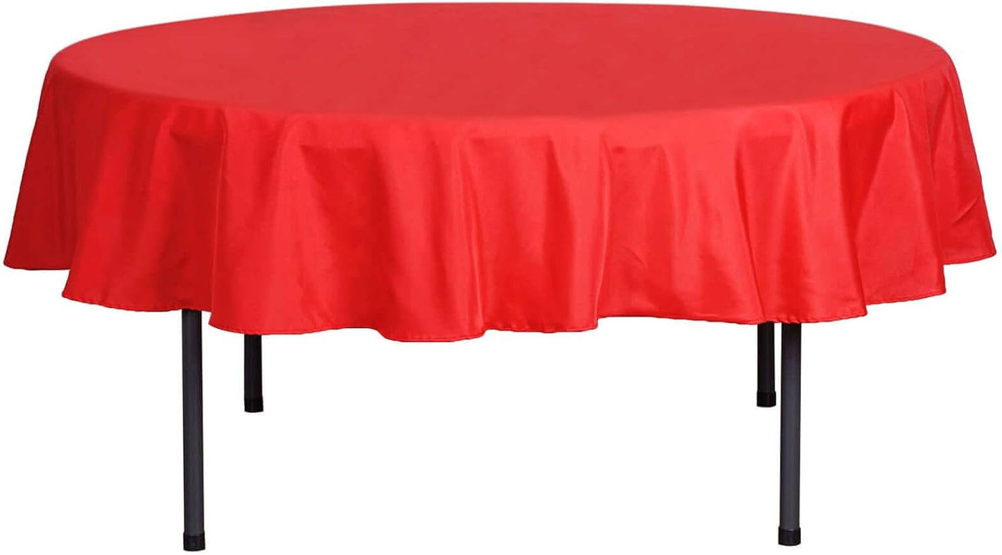 Efavormart Round Tablecloth, 70 Inch Stain & Wrinkle Resistant Washable Table Cloth, Decorative Polyester Fabric Table Cover for Banquet, Wedding, Dining- Red