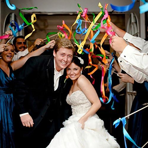 30pcs Lace Ribbon Stick Wands Christmas Birthday Party Streamers Wands Fairy Stick for Wedding Activities (Pruple+Lace)