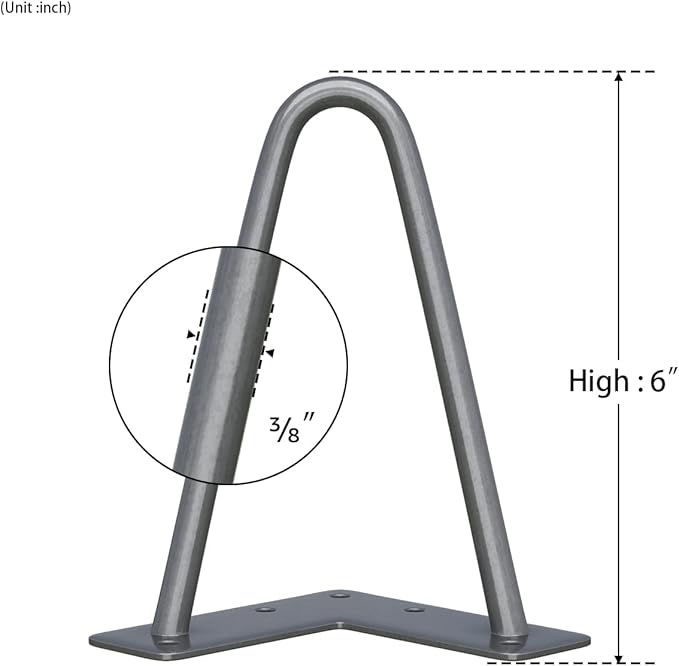 SMARTSTANDARD 6 Inch Heavy Duty Hairpin Furniture Legs, Metal Home DIY Projects - Image 8