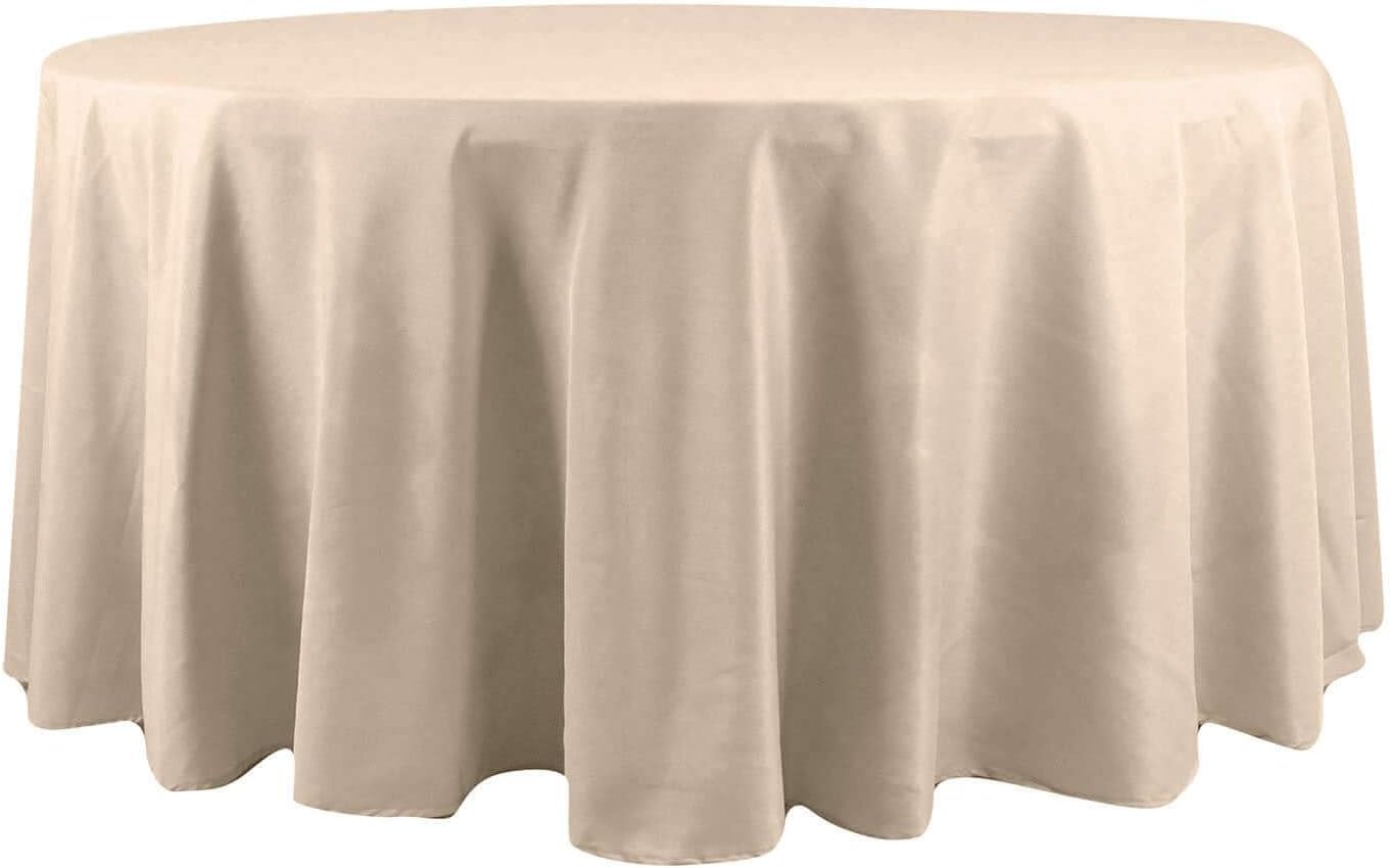Efavormart Round Tablecloth, 120 Inch Stain & Wrinkle Resistant Washable Table Cloth, Decorative Polyester Fabric Table Cover for Banquet, Wedding, Dining - Nude