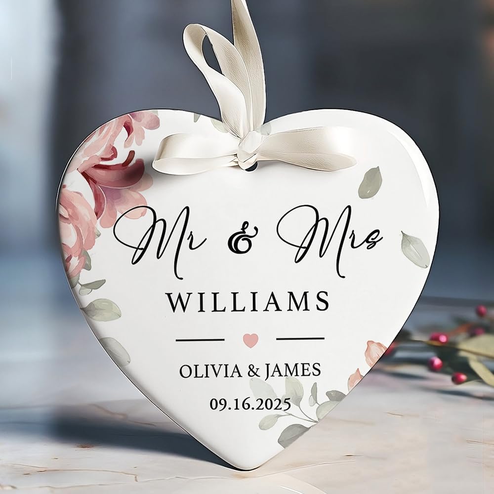 GABITA Personalized First Christmas Married Keepsake, First Christmas Married Ornament 2025, Decorations for New Couple, Married Ornament Calendar Gift