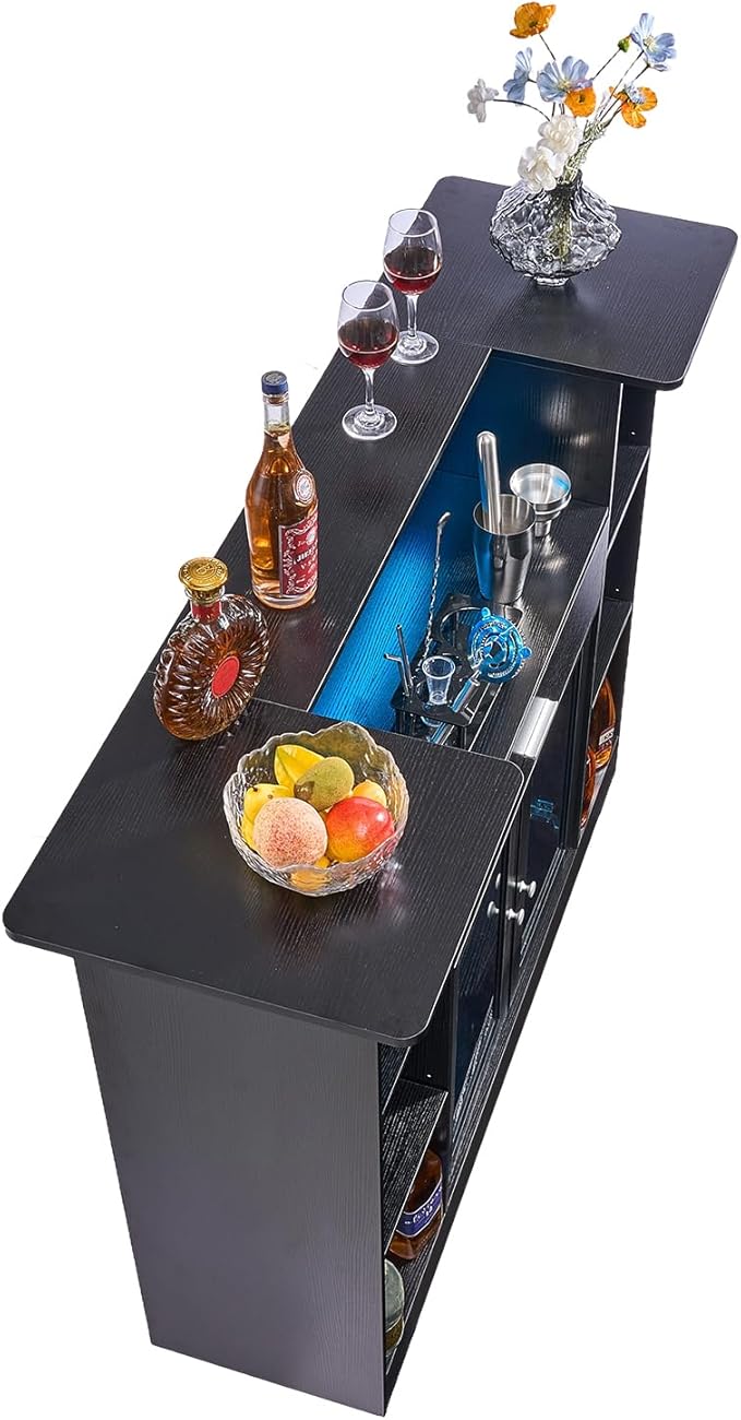 VEVOR Home Bar Unit, Wine Bar Cabinet Table 4-Tier - Image 9
