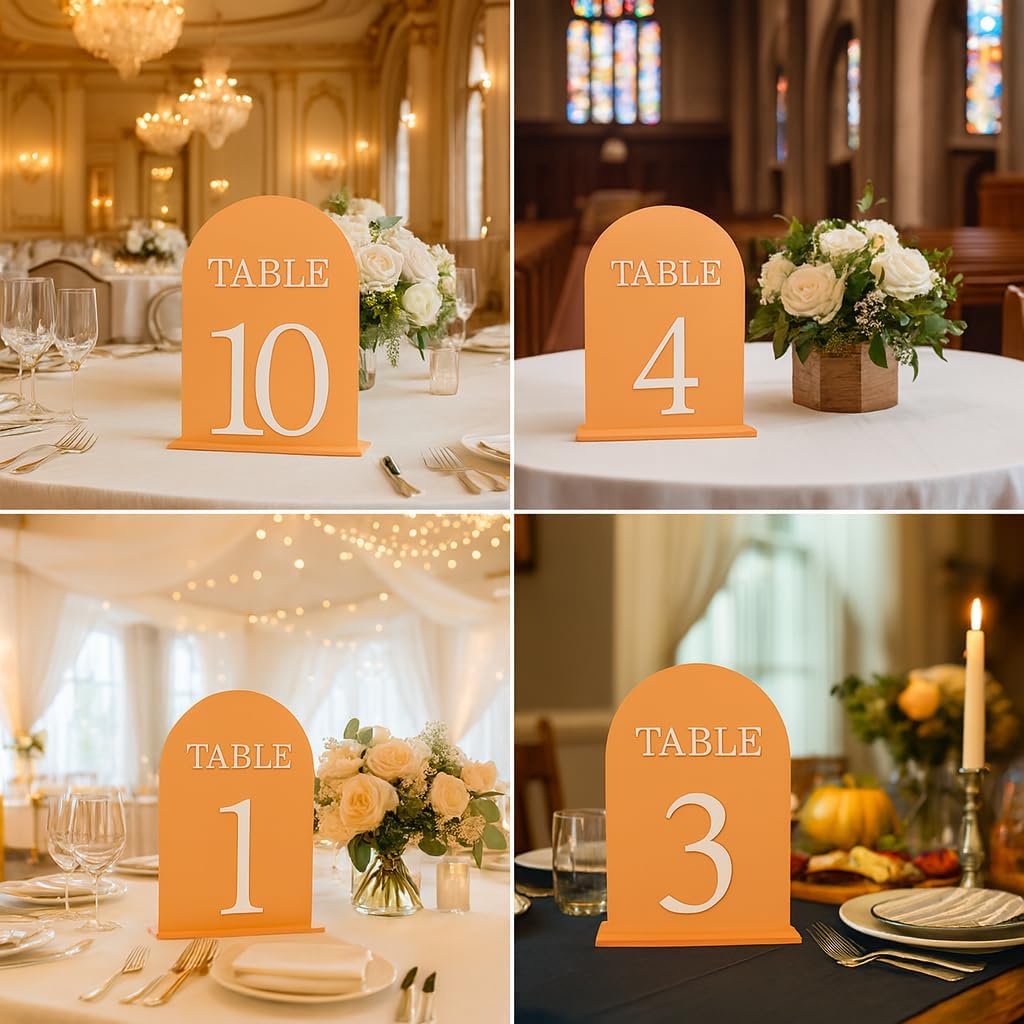 Arch Wedding Table Numbers 1-10 with Stands, 5" X 7" Double Sided Acrylic Wedding Sign Holders, Durable Non-Fading Table Number for Wedding Reception, Events, and Centerpieces
