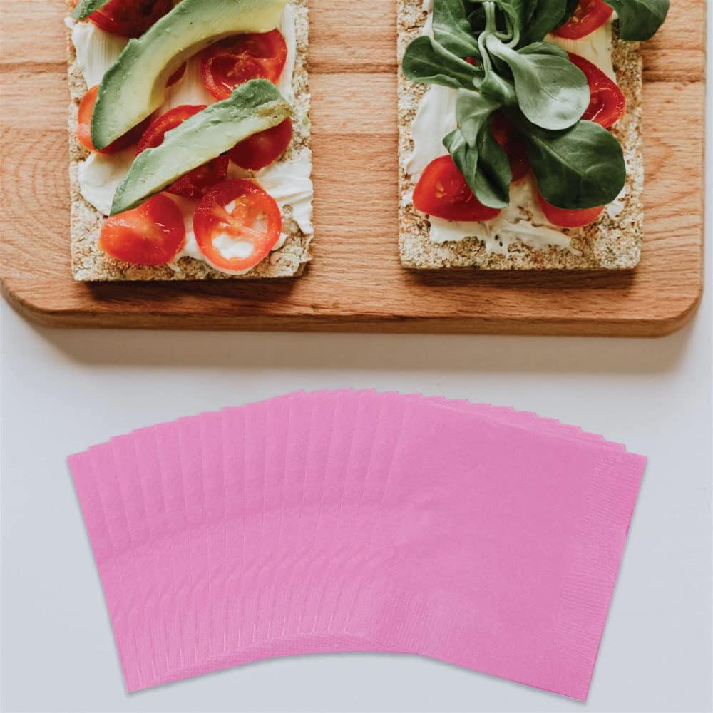 JAM PAPER Small Beverage Napkins - 5 x 5 - Pink - 50/Pack