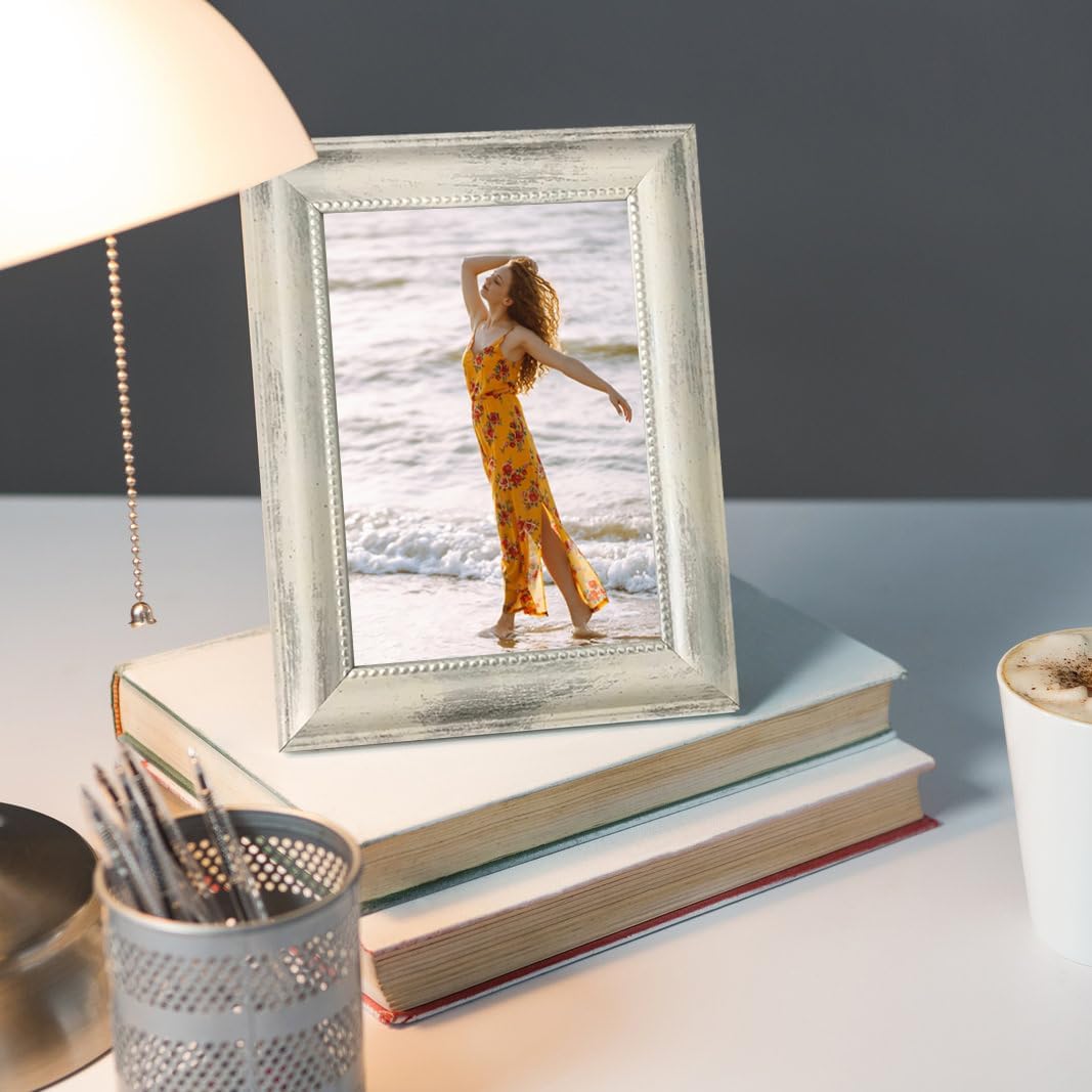 5x5 Picture Frames Set of 4 Vintage Photo Frame, Rustic Retro Photo Frame with Real Glass,Decorative Art Wall Mount and Tabletop Display Family Friends Wedding Gift