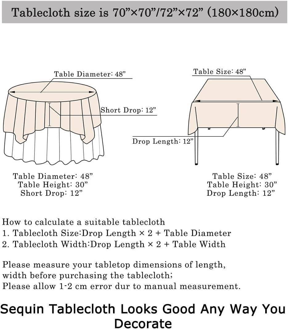 ShinyBeauty Square Tablecloth 72x72-Inch Sequin Tablecloth Overlay Royal Blue Table Cover Sequined Table Cloths for Wedding Blue Shimmer Tablecloth Linen Square Overlay for Cocktail/Cake