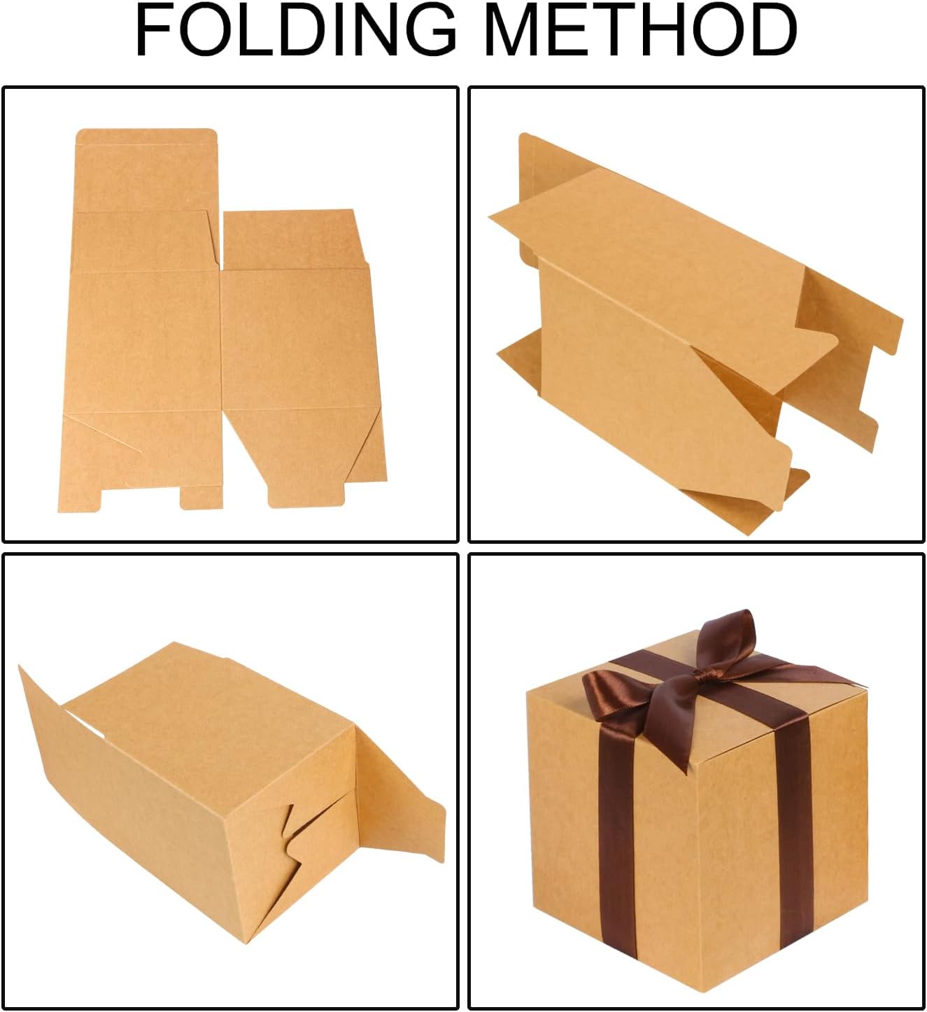 COTOPHER Small Gift Boxes 25 Pack 6x6x6 inches Brown Gift Boxes with Lids for Gifts, Crafting, Wedding Party Favor, Cupcake Boxes, Candy, Bridesmaids Proposal Box with Ribbons and Stickers