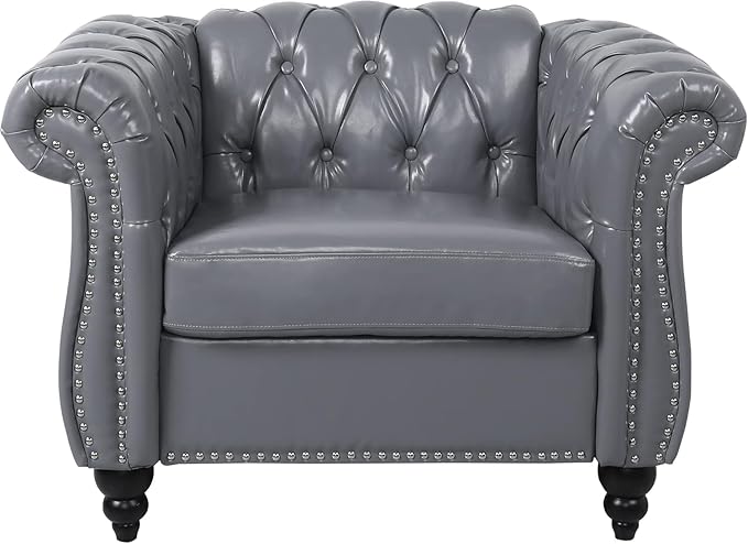 Mid-Century Sofa Chair, Faux Leather Accent Chair - Image 7