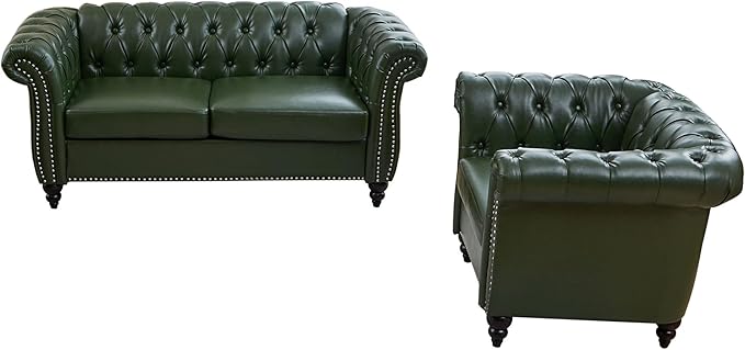 QHITTY 2 Piece Living Room Set, Sectional Chesterfield Sofa Chair Contemporary - Image 9
