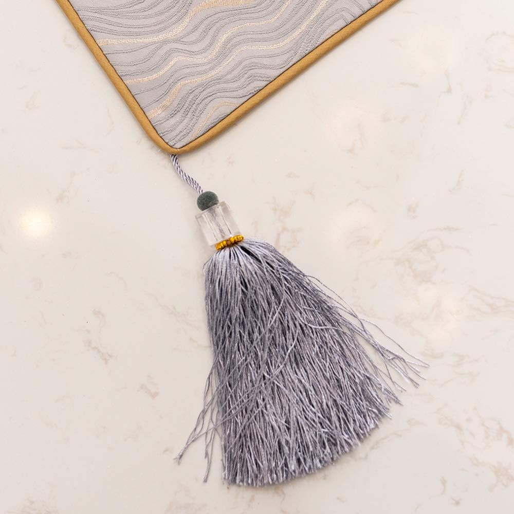 Avigers 12 x 72 Inch Decorative Luxury Abstract Striped Silver Gray Table Runners with Tassels for Home Living Room Bedroom Art Decor Wedding