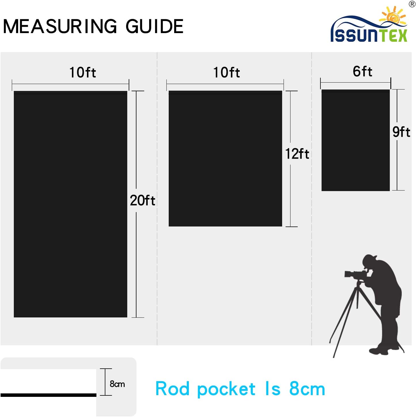ISSUNTEX 6X9 ft Background Muslin Backdrop, Photo Studio, Collapsible High Density Screen for Video Photography and Television-Black