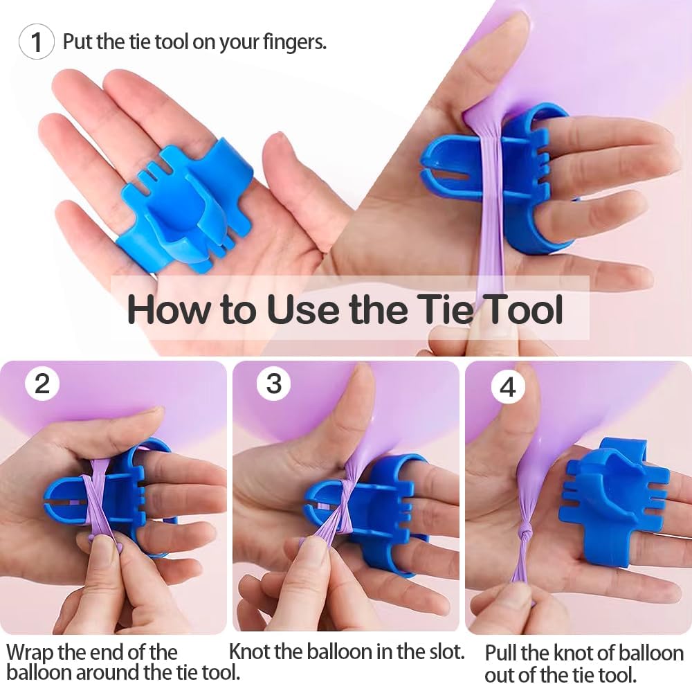 Balloon Arch Kit 20pcs Balloon Flower Clips & 2pcs Balloon Tying Tool & 49.2ft Balloon Tape Strip & 300 Balloon Glue Points For Party Graduation Wedding Birthday Baby Shower