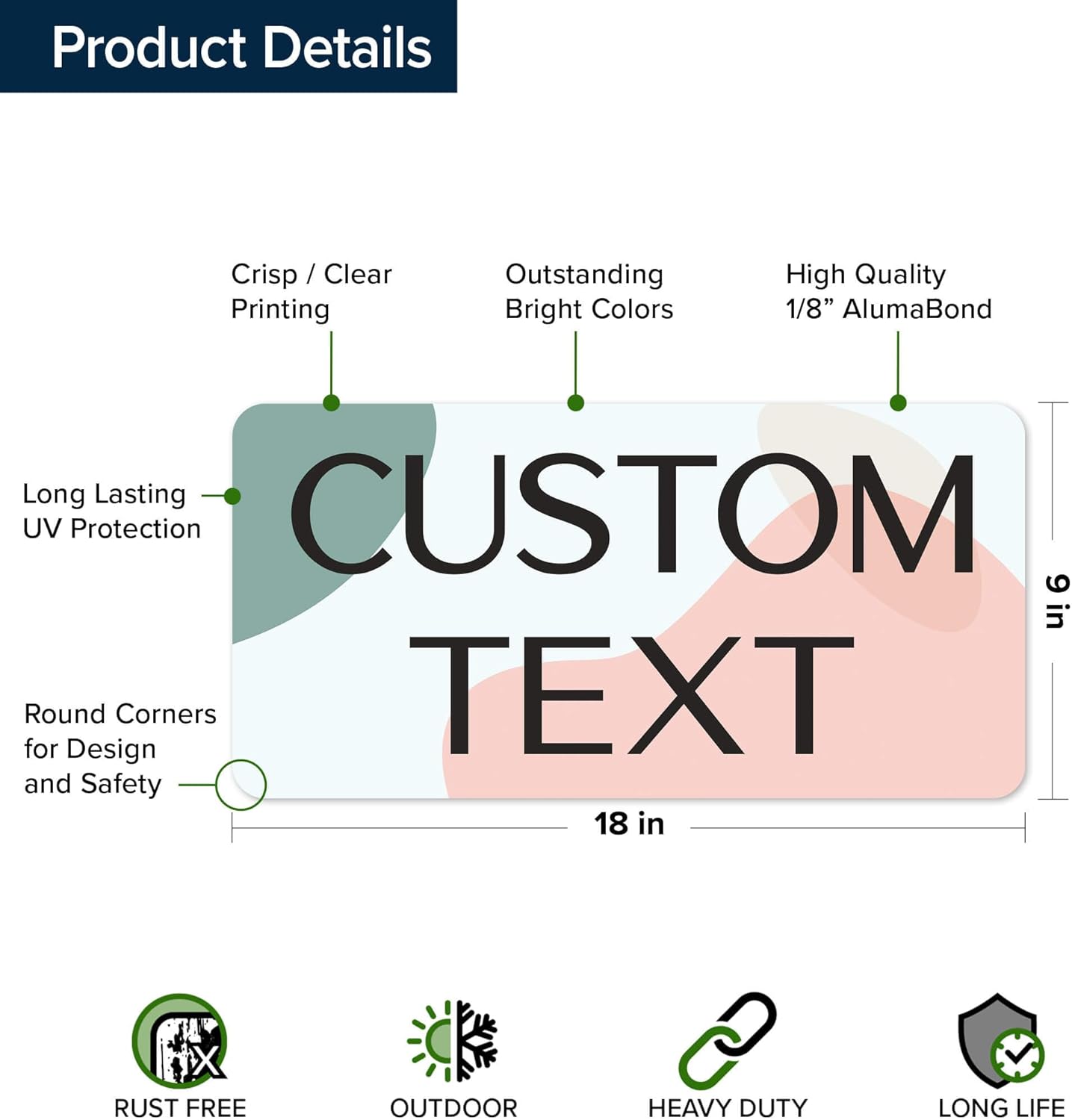 Custom Sign, Custom Street Sign, 11 Font Colors, 13 Font Styles, 4 Hole Options, 22 Sizes, 9x18 Inches, Rust Free DiBound, Fade Resistant, Made in USA by My Sign Center (Minimalist)