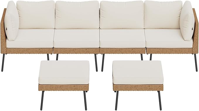 Aoxun 6 Piece Patio Furniture Set, 6 Seats Outdoor Sectional Sofas - Image 9