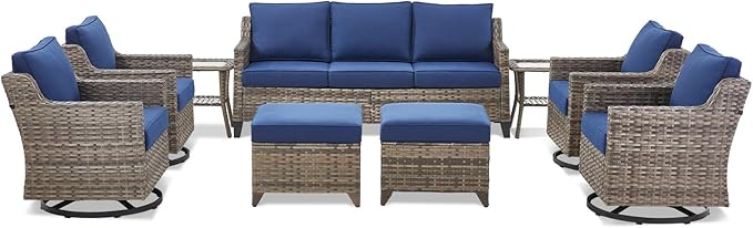Wicker Patio Furniture Set-9 Pieces All-Weather Wicker Outdoor Furniture - Image 9