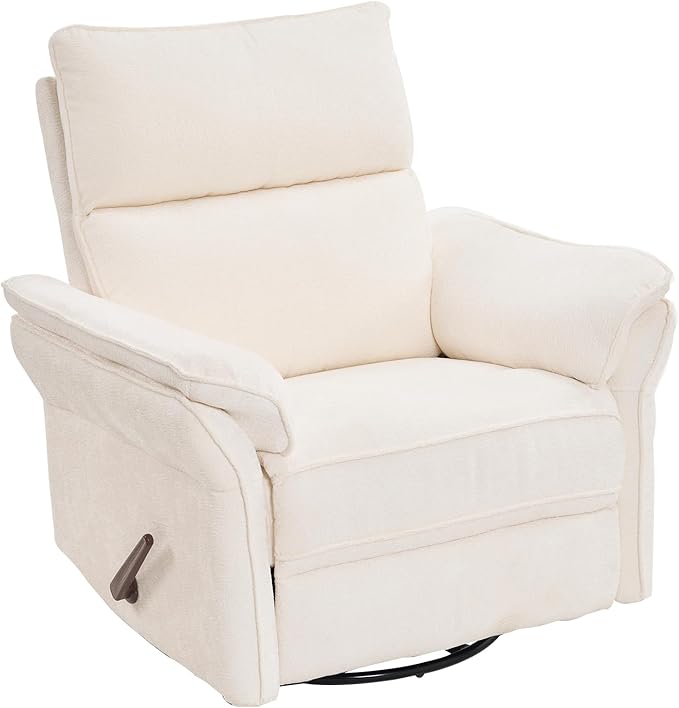 Rocking Chair Nursery with Adjustable Headrest, Manual Swivel Rocker Recliner - Image 9