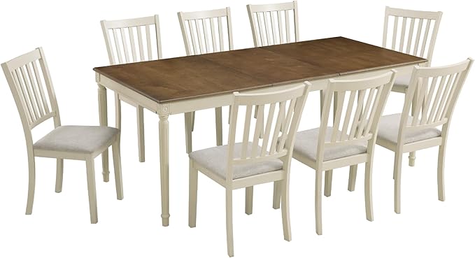 AMERLIFE 9-Piece Farmhouse Solid Wood Dining Table Set - Image 9