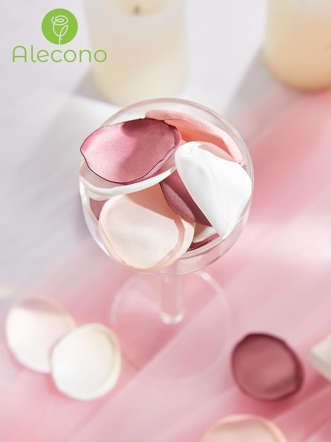 Alecono π²π¬π¬πππ¨ Silk Rose Petals, Pink Petals for Wedding Proposal Flower Girl Baket, Fake Rose Petals for Night Table Decoration