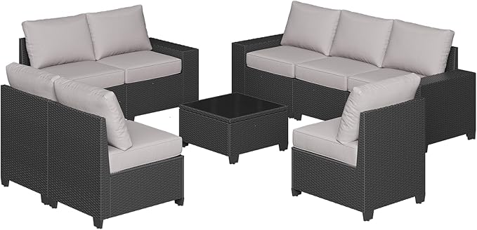 Aoxun Patio Furniture Set, Widen Armrests Wicker Outdoor Sectional - Image 9