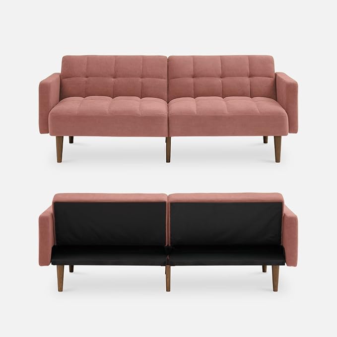 mopio Aaron 76.8" Couch, Small Futon Sofa Bed, Mid Century Modern Futon Couch - Image 9