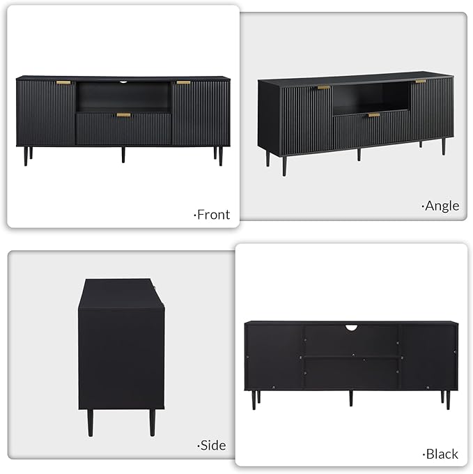 Okvnbjk Black TV Stand for 65 Inch TV, TV Consoles for Living Room, TV Stand - Image 7