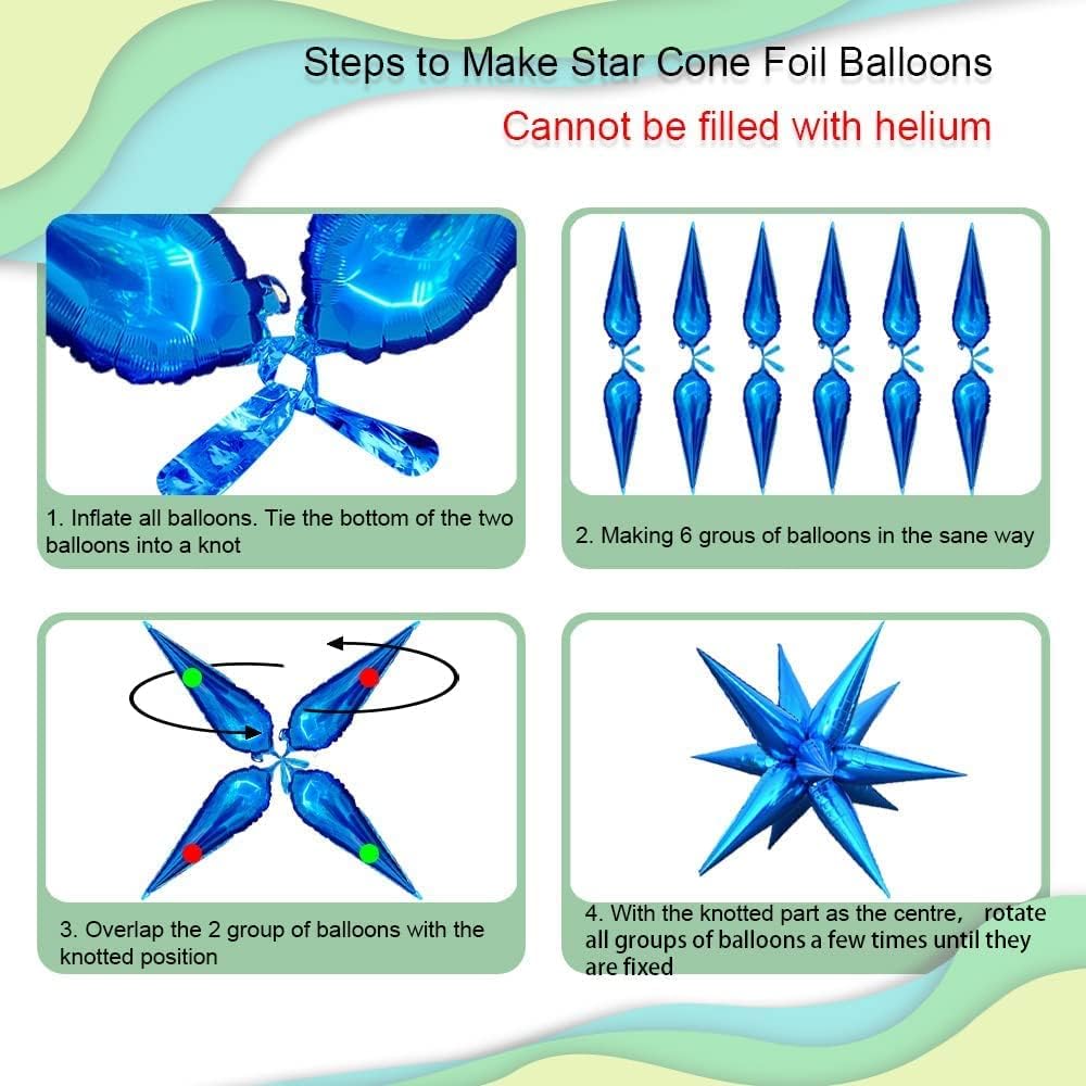 3pcs 26-Inch Iridescent Pink Explosion Star Mylar Balloon - Spike Cone for Birthday, Wedding, Bachelor Party Decorations