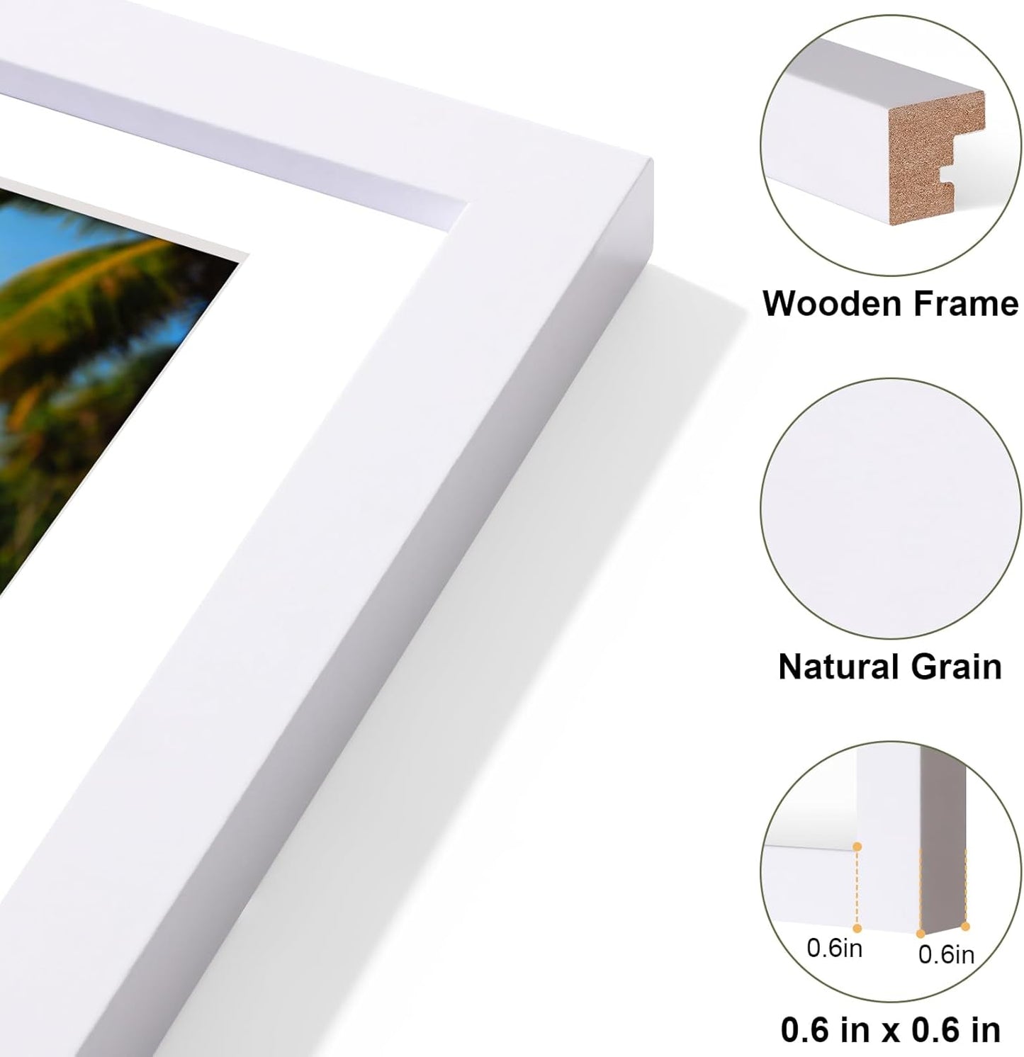 Vittanly 8x10 Collage Picture Frame, Displays 2Pcs 4x6 Pictures with Mat, Photo Frame for Wall Mounting or Table Top with Stand, White, 1 Pack